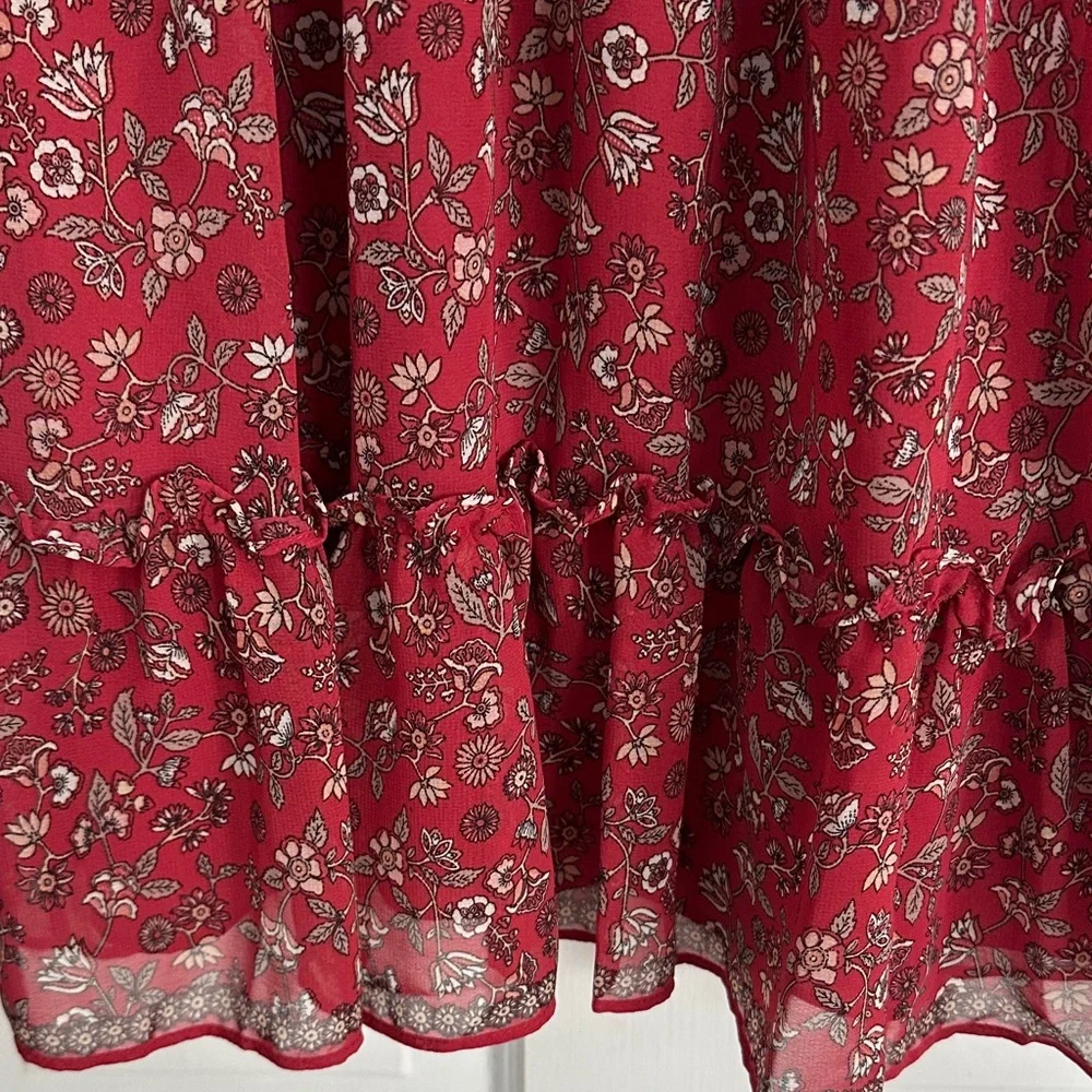 BNWT Max Studio Red Floral Long Sleeve Dress - Picture 6 of 7